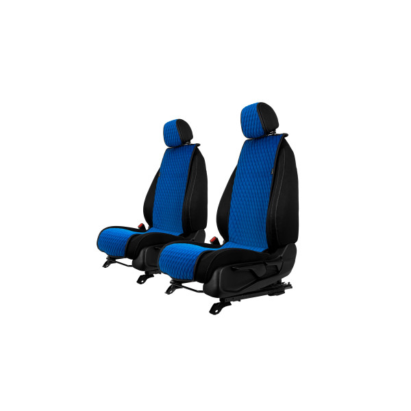 EVAtech Basic Autositzbezüge, 2 Stk. - blau / schwarze Kanten / blaue Nähte
