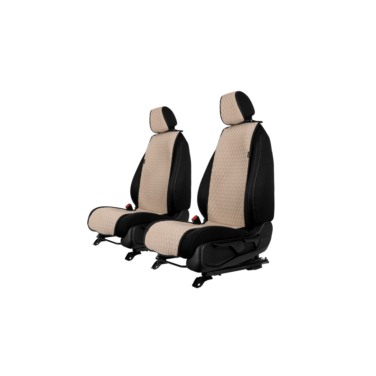 EVAtech Basic Autositzbezüge, 2 Stk. - beige / schwarze Kanten / beigefarbene Nähte EVAtech Basic Autositzbezüge, 2 Stk. - beige / schwarze Kanten / beigefarbene Nähte