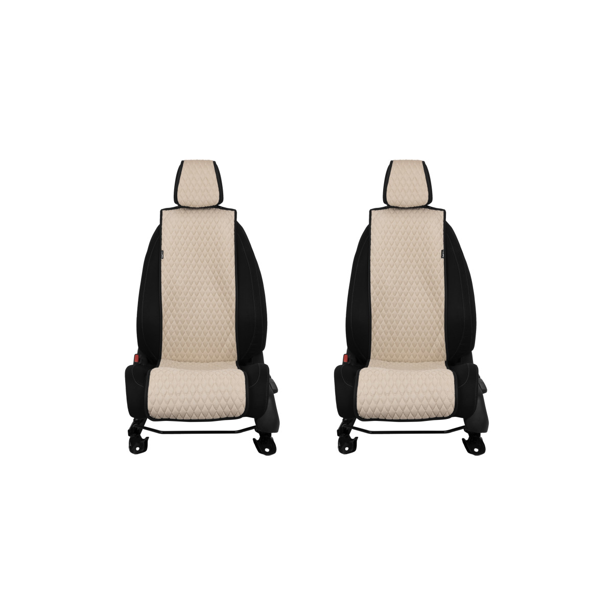 EVAtech Basic Autositzbezüge, 2 Stk. - beige / schwarze Kanten / beigefarbene Nähte EVAtech Basic Autositzbezüge, 2 Stk. - beige / schwarze Kanten / beigefarbene Nähte