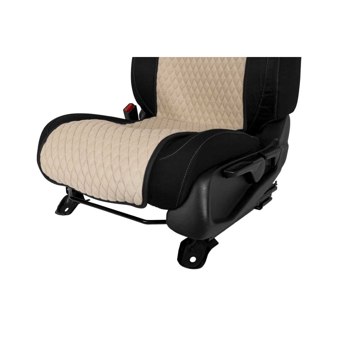 EVAtech Basic Autositzbezüge, 2 Stk. - beige / schwarze Kanten / beigefarbene Nähte EVAtech Basic Autositzbezüge, 2 Stk. - beige / schwarze Kanten / beigefarbene Nähte