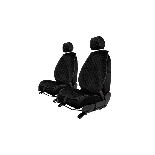 EVAtech PRO Autositzbezüge, 2 Stk. - schwarz / schwarze Kanten / schwarze Nähte