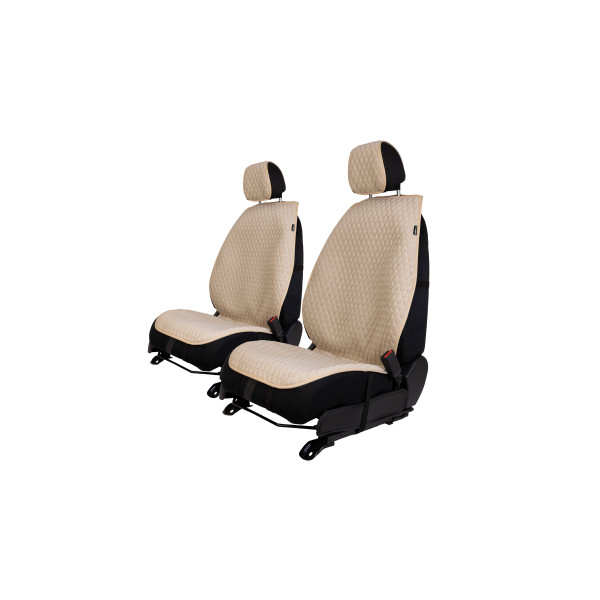 EVAtech PRO Autositzbezüge, 2 Stk. - beige / beigefarbene Kanten / beigefarbene Nähte
