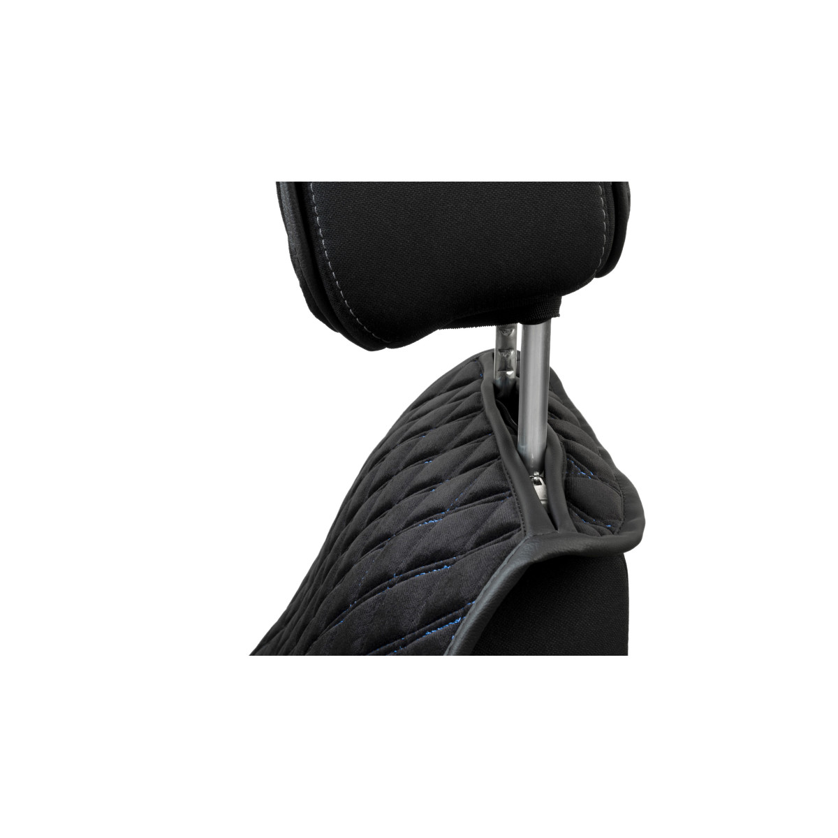 EVAtech Standard Autositzbezüge, 2 Stk. - schwarz / schwarze Kanten / blaue Nähte EVAtech Standard Autositzbezüge, 2 Stk. - schwarz / schwarze Kanten / blaue Nähte