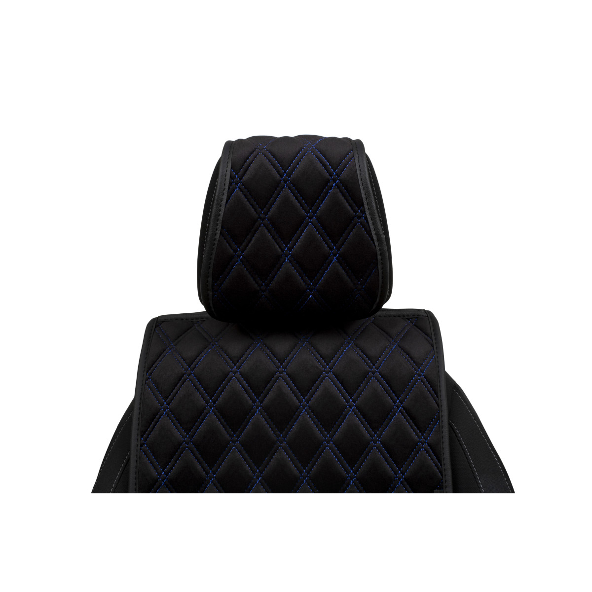 EVAtech Standard Autositzbezüge, 2 Stk. - schwarz / schwarze Kanten / blaue Nähte EVAtech Standard Autositzbezüge, 2 Stk. - schwarz / schwarze Kanten / blaue Nähte