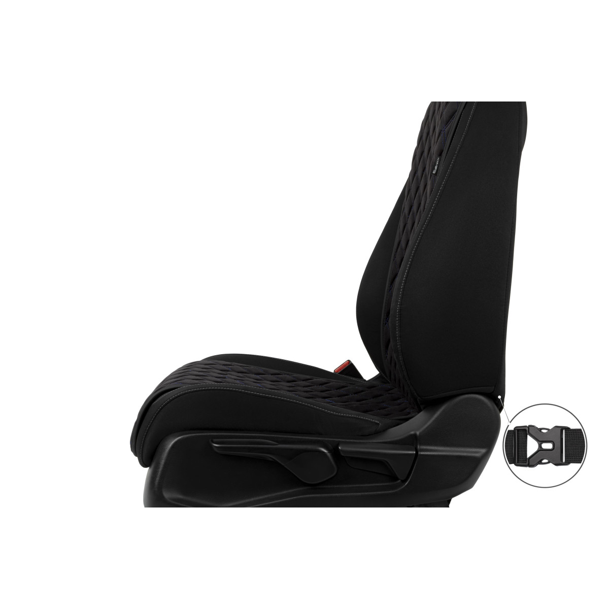 EVAtech Basic Autositzbezug, 1 Stk. - schwarz / schwarze Kanten / blaue Nähte EVAtech Basic Autositzbezug, 1 Stk. - schwarz / schwarze Kanten / blaue Nähte