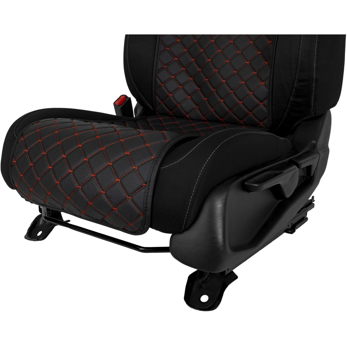 EVAtech ECO Basic Autositzbezug, 1 Stk. - schwarz / schwarze Kanten / rote Nähte EVAtech ECO Basic Autositzbezug, 1 Stk. - schwarz / schwarze Kanten / rote Nähte