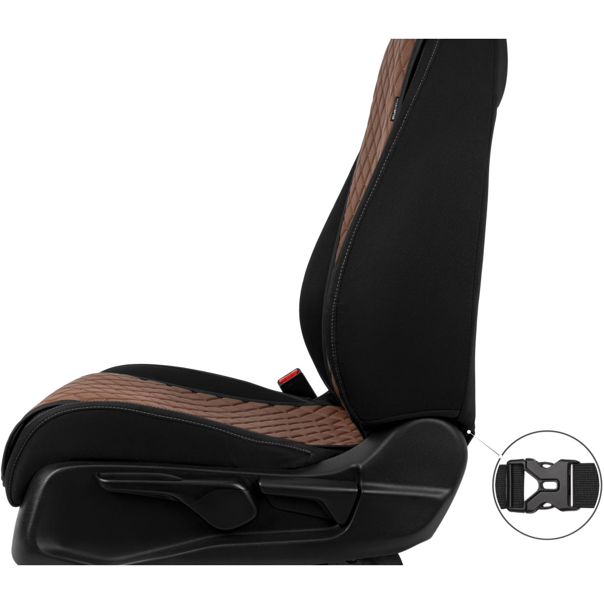 EVAtech ECO Basic Autositzbezug, 1 Stk. - braun / schwarze Kanten / braune Nähte EVAtech ECO Basic Autositzbezug, 1 Stk. - braun / schwarze Kanten / braune Nähte