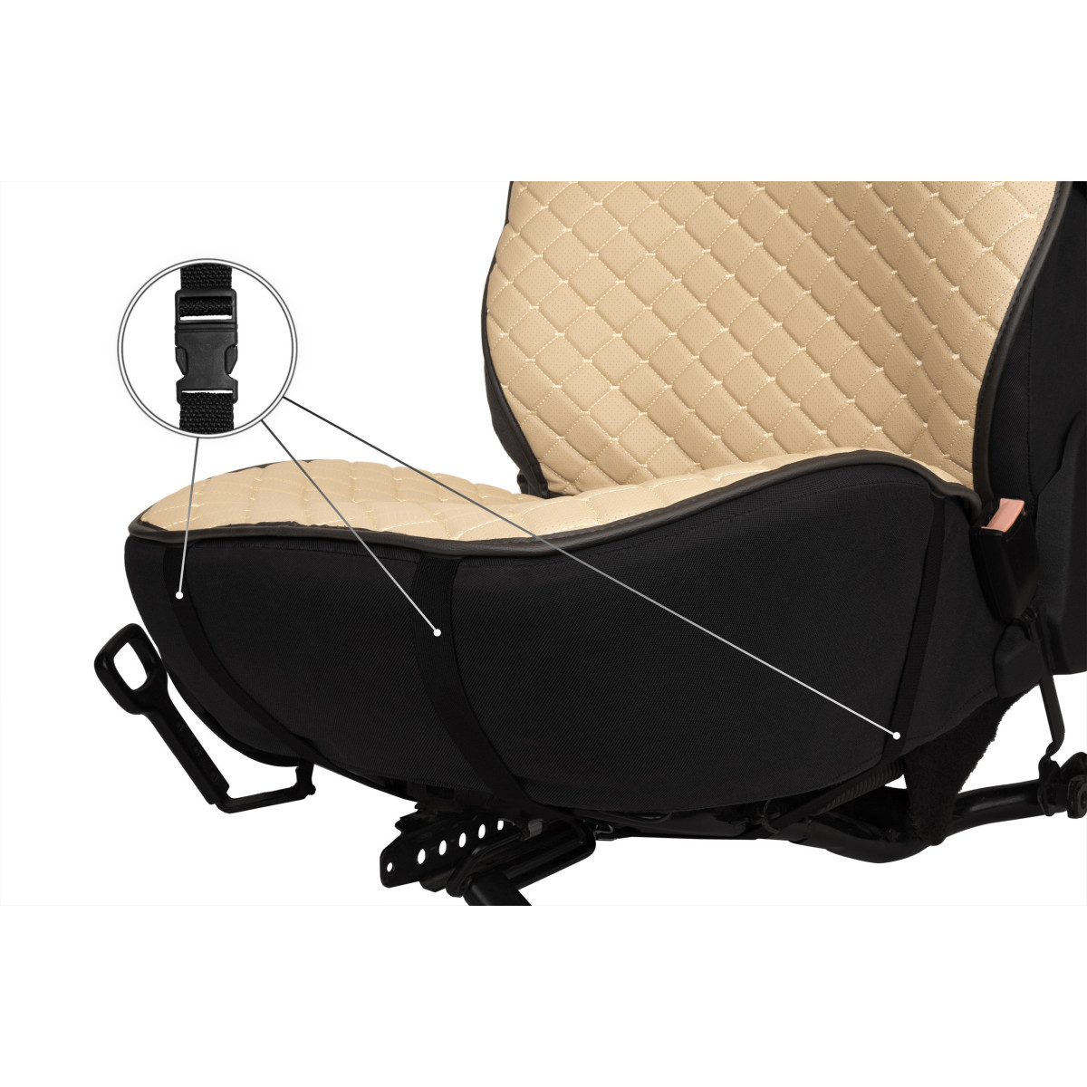 EVAtech ECO PRO Autositzbezug, 1 Stk. - beige / schwarze Kanten / beigefarbene Nähte EVAtech ECO PRO Autositzbezug, 1 Stk. - beige / schwarze Kanten / beigefarbene Nähte