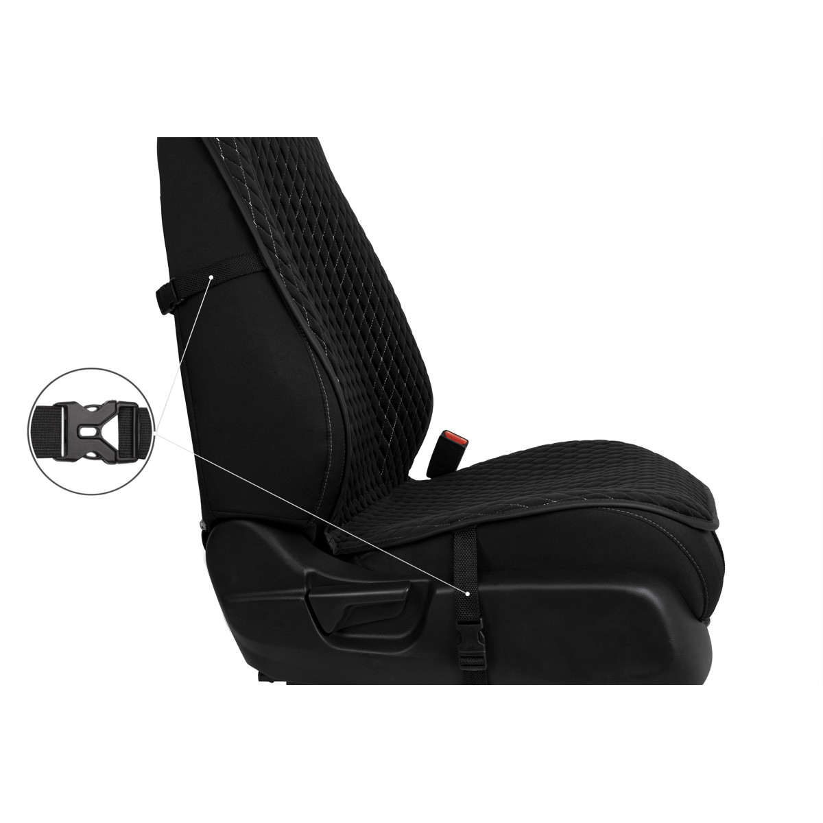 EVAtech PRO Autositzbezug, 1 Stk. - schwarz / schwarze Kanten / weiße Nähte