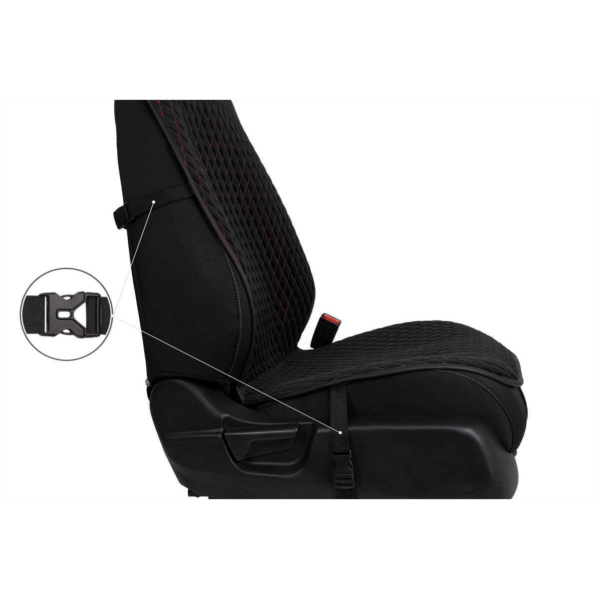 EVAtech PRO Autositzbezug, 1 Stk. - schwarz / schwarze Kanten / rote Nähte