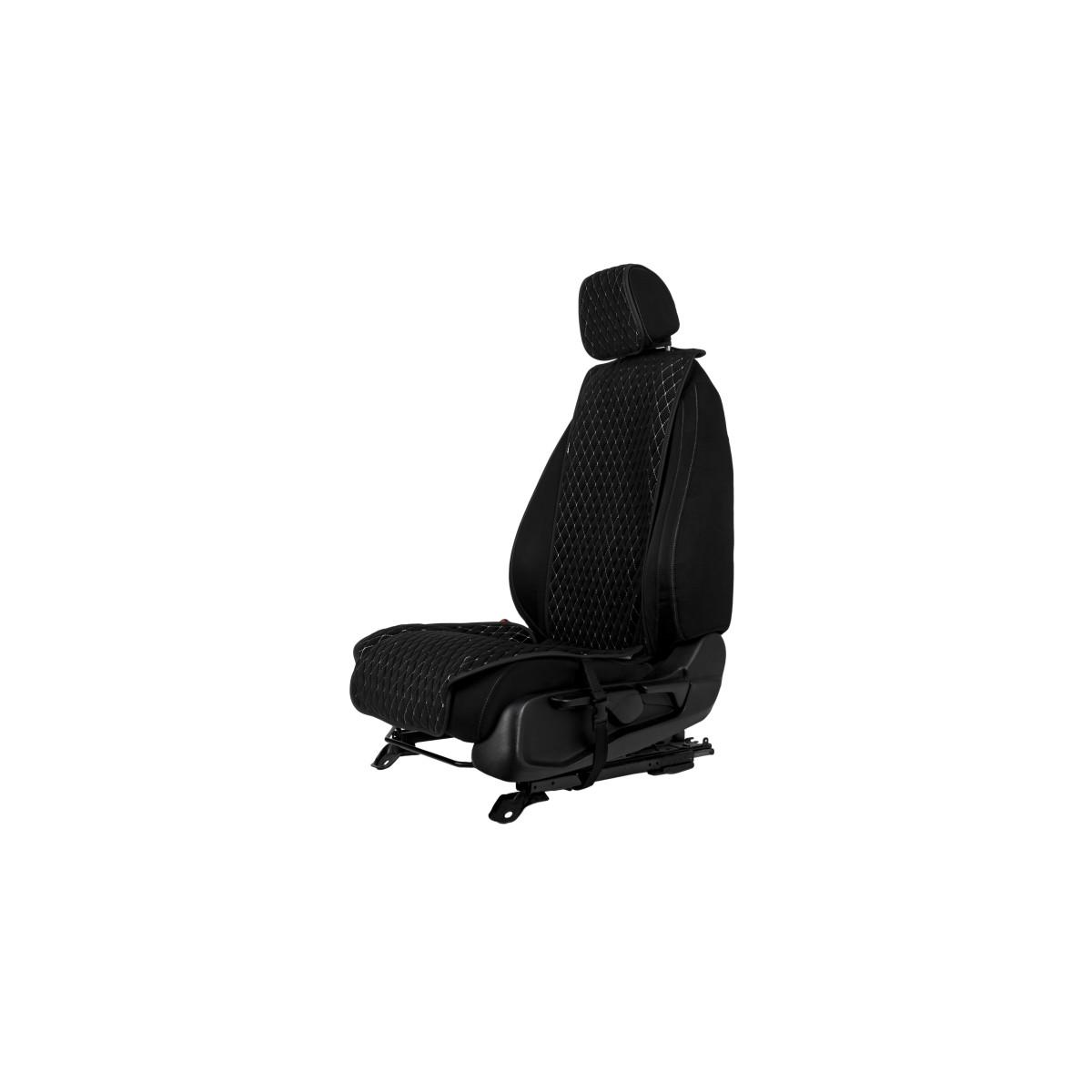 EVAtech Standard Autositzbezug, 1 Stk. - schwarz / schwarze Kanten / weiße Nähte EVAtech Standard Autositzbezug, 1 Stk. - schwarz / schwarze Kanten / weiße Nähte