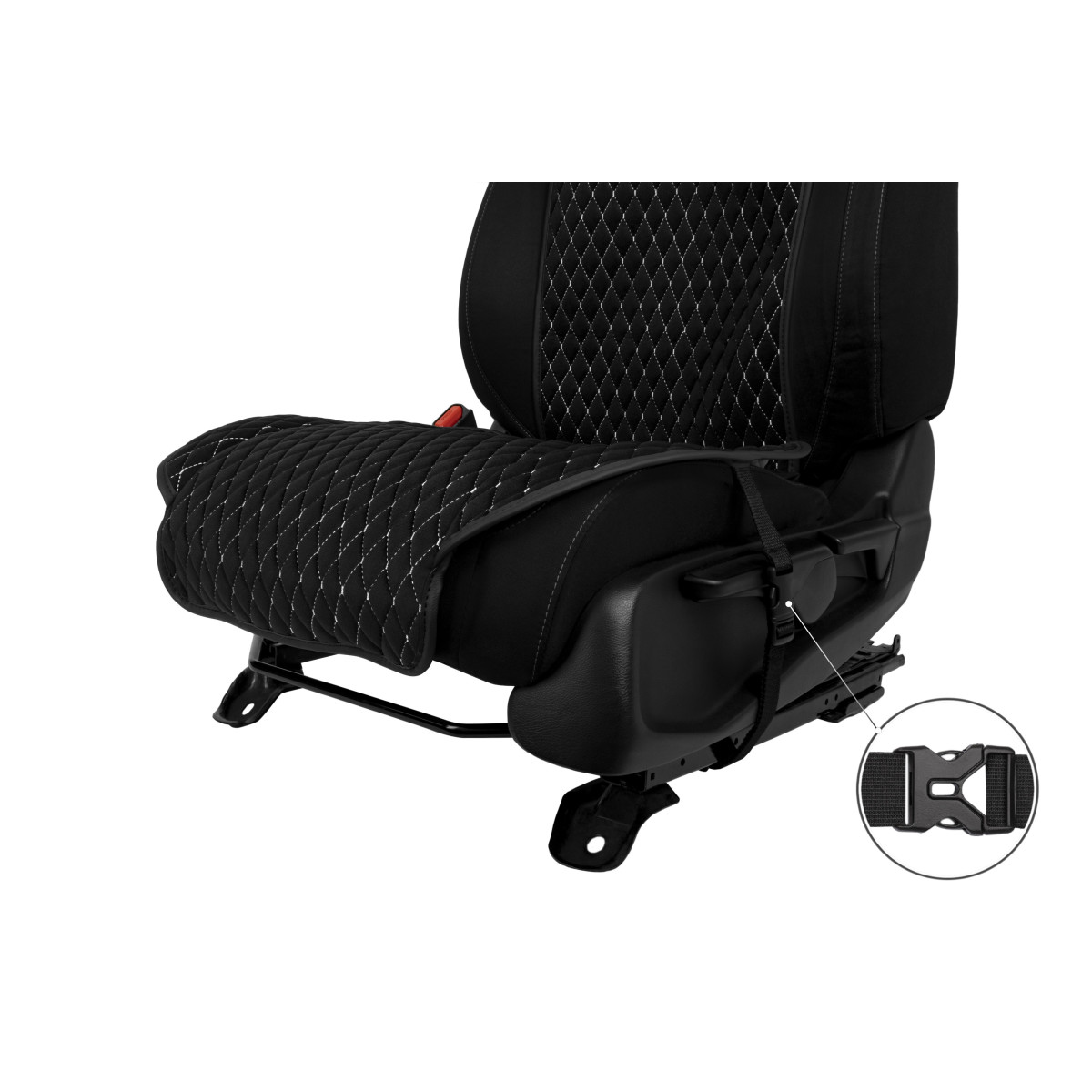 EVAtech Standard Autositzbezug, 1 Stk. - schwarz / schwarze Kanten / weiße Nähte EVAtech Standard Autositzbezug, 1 Stk. - schwarz / schwarze Kanten / weiße Nähte