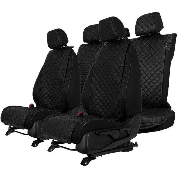 EVAtech ECO Basic Autositzbezüge , 3 Stk.  - schwarz / schwarze Kanten / schwarze Nähte