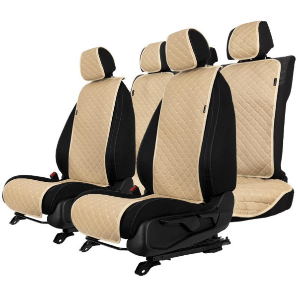 EVAtech ECO Basic Autositzbezüge, 3 Stk. - beige / beigefarbene Kanten / beigefarbene Nähte