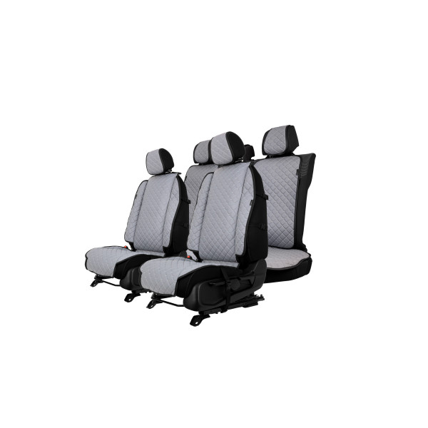 EVAtech ECO Max Autositzbezüge, 3 Stk. - grau / schwarze Kanten / graue Nähte