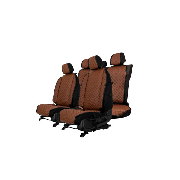 EVAtech ECO Max Autositzbezüge, 3 Stk. - braun / schwarze Kanten / braune Nähte