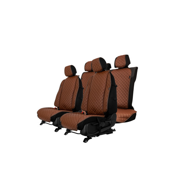 EVAtech ECO Max Autositzbezüge, 3 Stk. - braun / braune Kanten / braune Nähte