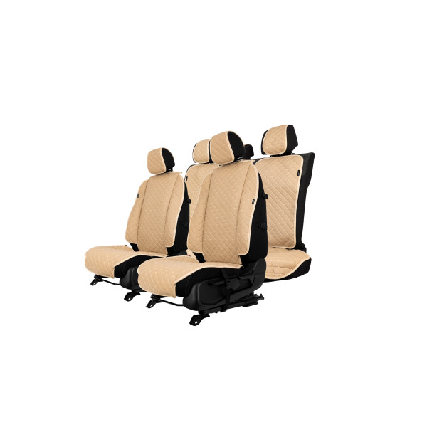 EVAtech ECO Max Autositzbezüge, 3 Stk. - beige / beigefarbene Kanten / beigefarbene Nähte