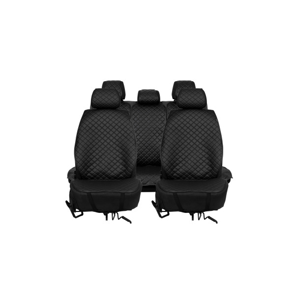 EVAtech ECO PRO Autositzbezüge, 3 Stk. - schwarz / schwarze Kanten / schwarze Nähte