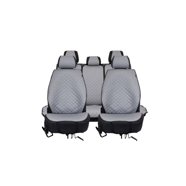 EVAtech ECO PRO Autositzbezüge, 3 Stk. - grau / schwarze Kanten / graue Nähte
