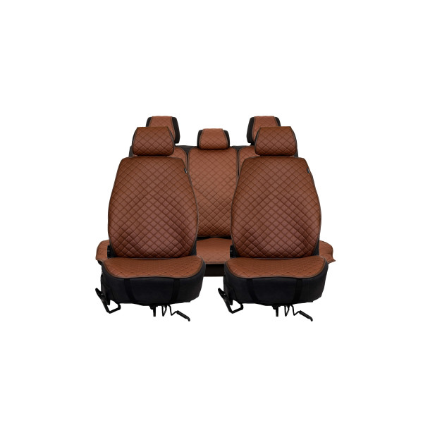 EVAtech ECO PRO Autositzbezüge, 3 Stk. - braun / braune Kanten / braune Nähte EVAtech ECO PRO Autositzbezüge, 3 Stk. - braun / braune Kanten / braune Nähte