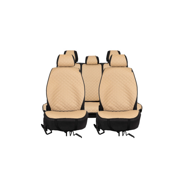 EVAtech ECO PRO Autositzbezüge, 3 Stk. - beige / schwarze Kanten / beigefarbene Nähte EVAtech ECO PRO Autositzbezüge, 3 Stk. - beige / schwarze Kanten / beigefarbene Nähte