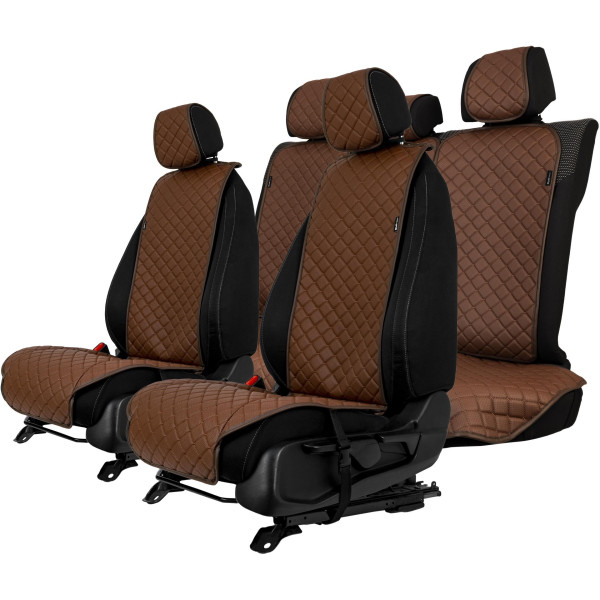 EVAtech ECO Standard Autositzbezüge, 3 Stk. - braun / braune Kanten / braune Nähte