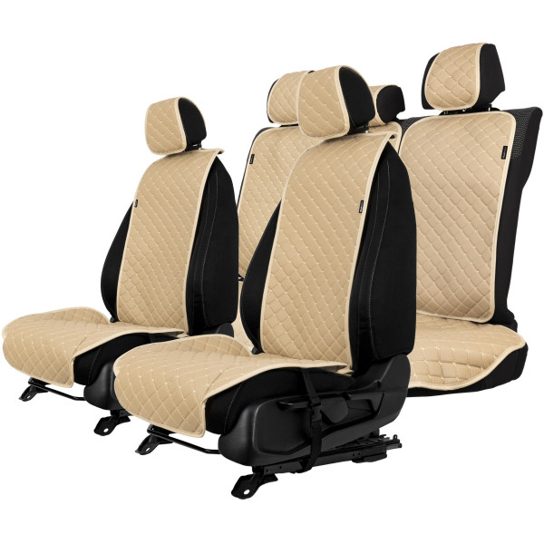 EVAtech ECO Standard Autositzbezüge, 3 Stk. - beige / beigefarbene Kanten / beigefarbene Nähte