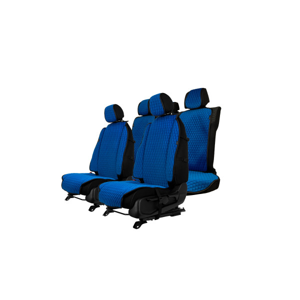 EVAtech Max Autositzbezüge, 3 Stk. - blau / schwarze Kanten / blaue Nähte