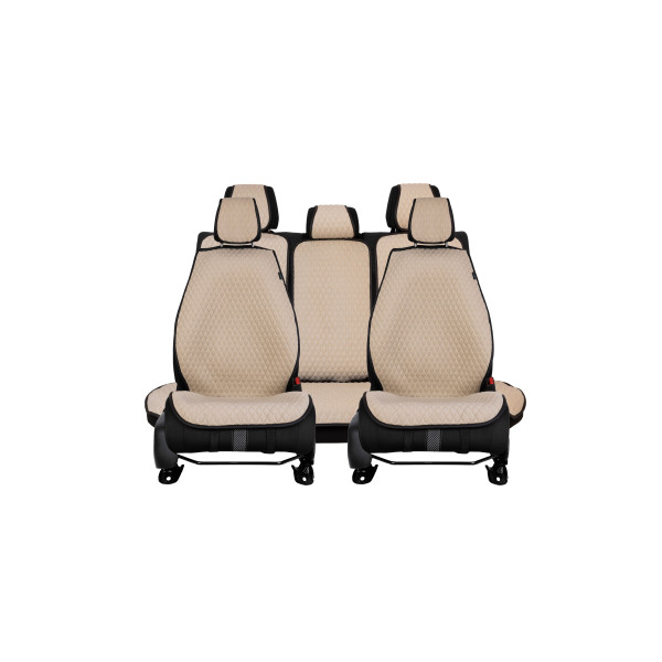 EVAtech PRO Autositzbezüge, 3 Stk. - beige / schwarze Kanten / beigefarbene Nähte