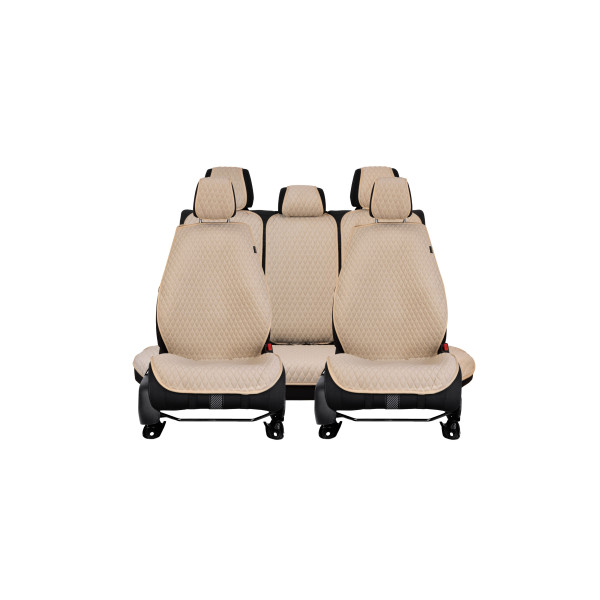 EVAtech PRO Autositzbezüge, 3 Stk. - beige / beigefarbene Kanten / beigefarbene Nähte