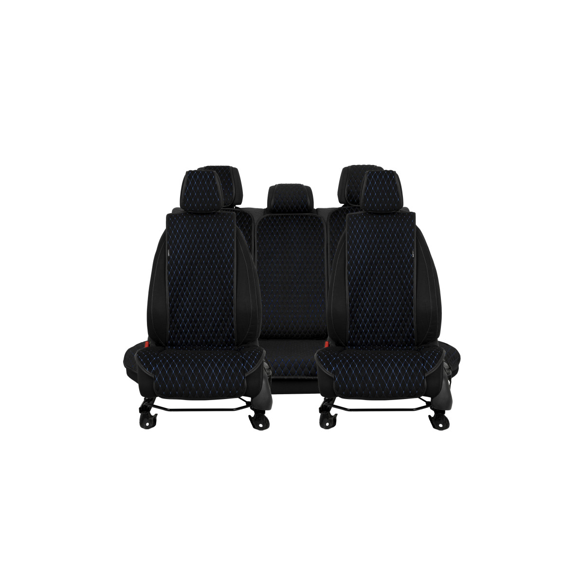 EVAtech Standard Autositzbezüge, 3 Stk. - schwarz / schwarze Kanten / blaue Nähte EVAtech Standard Autositzbezüge, 3 Stk. - schwarz / schwarze Kanten / blaue Nähte