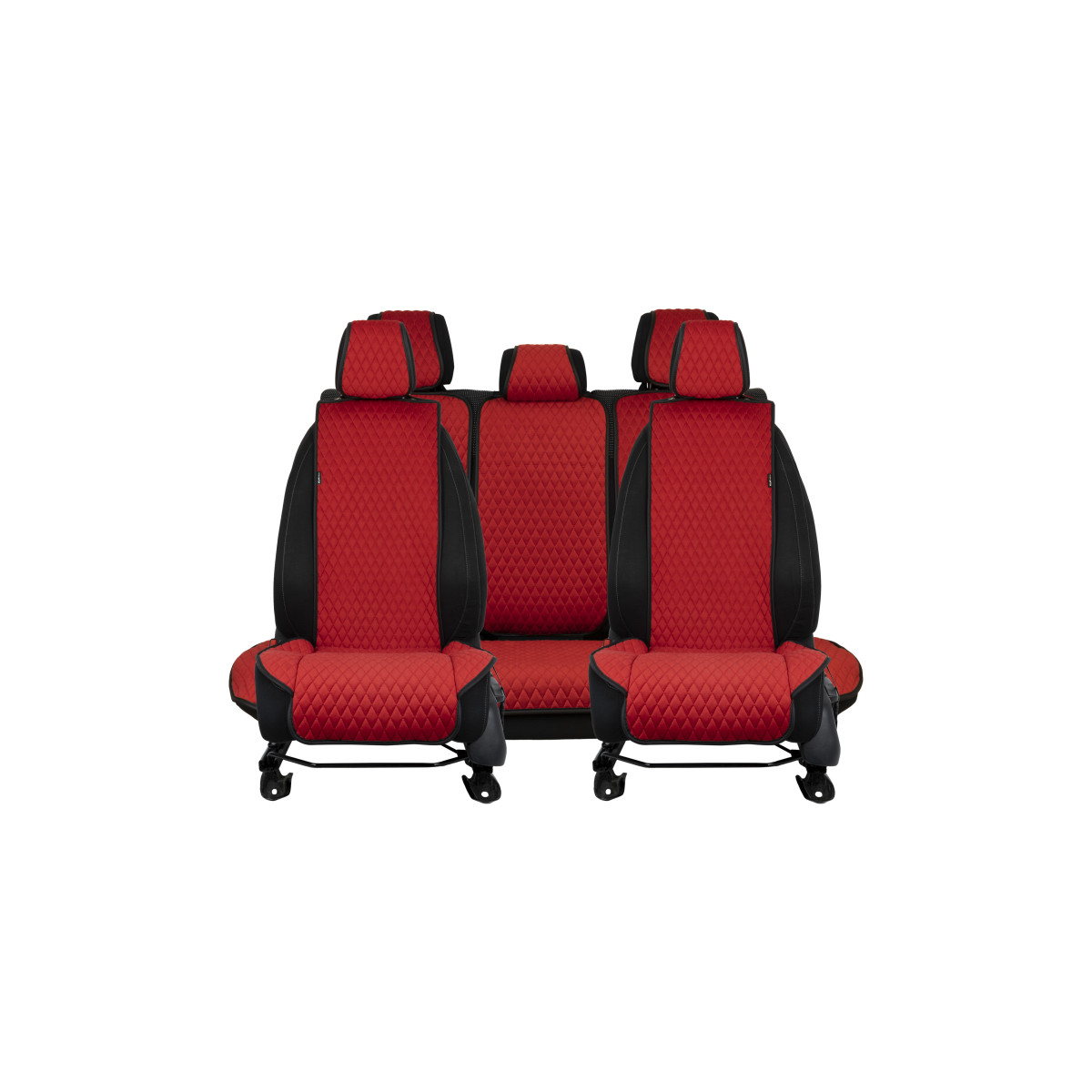 EVAtech Standard Autositzbezüge, 3 Stk. - rot / schwarze Kanten / rote Nähte