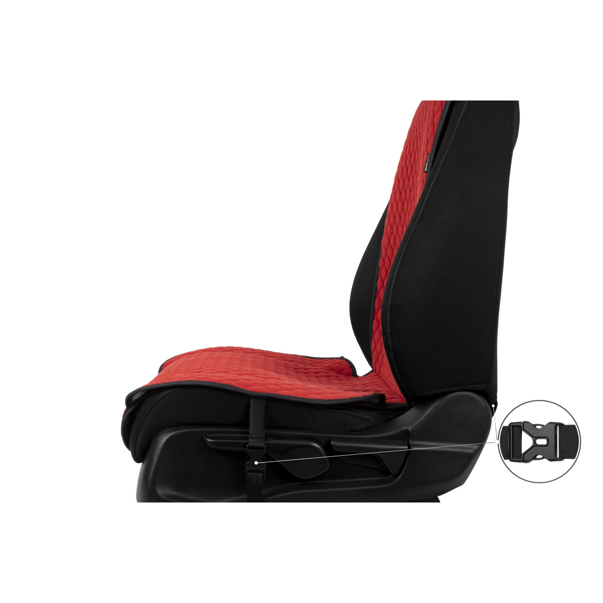 EVAtech Standard Autositzbezüge, 3 Stk. - rot / schwarze Kanten / rote Nähte