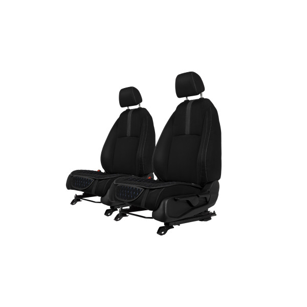 EVAtech Sitzauflagen, 2 Stk. - schwarz / schwarze Kanten / blaue Nähte