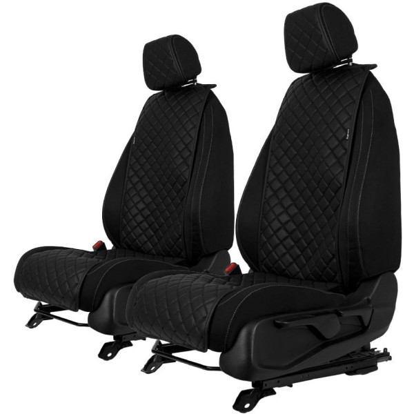 EVAtech ECO Basic Autositzbezüge, 2 Stk. - schwarz / schwarze Kanten / schwarze Nähte