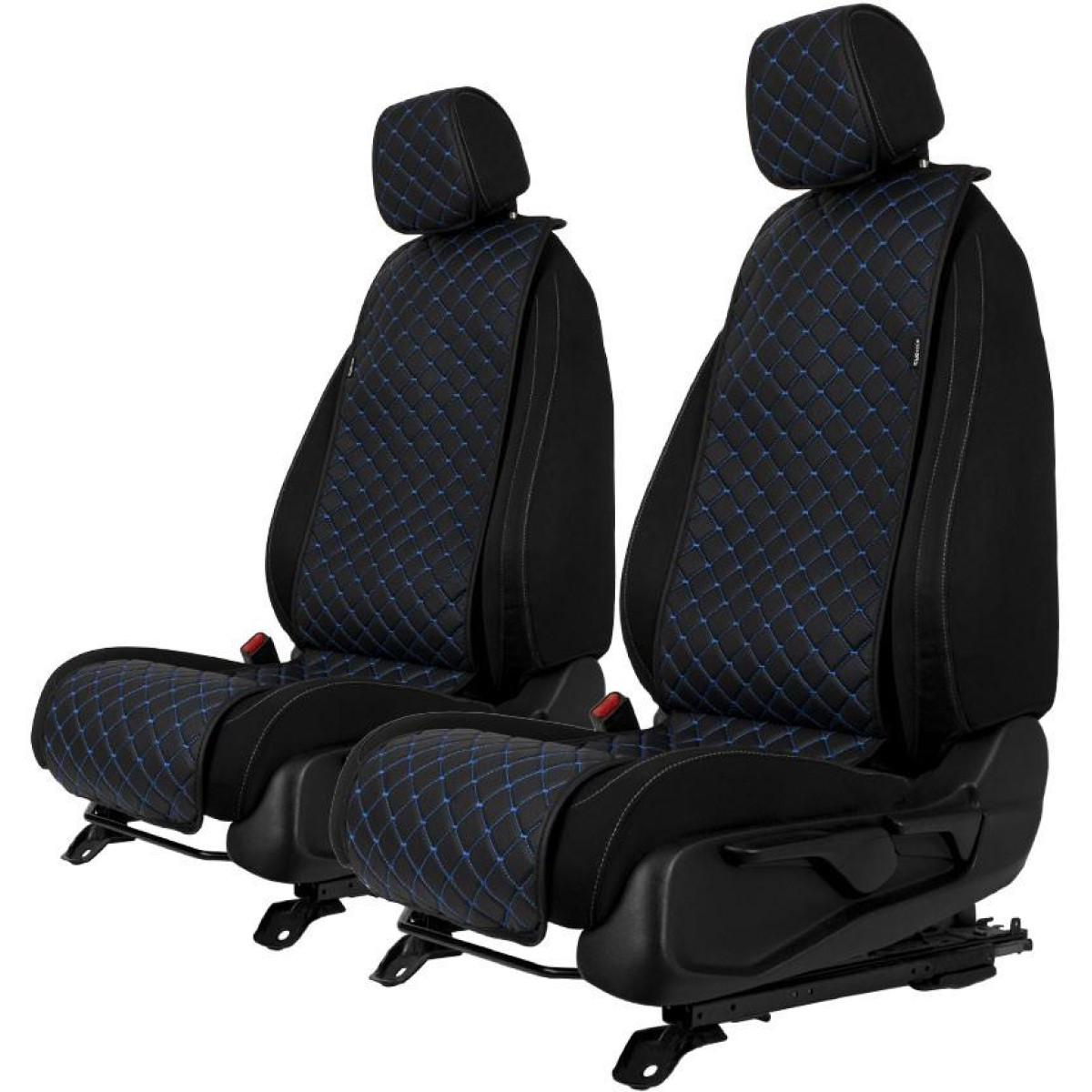 EVAtech ECO Basic Autositzbezüge, 2 Stk.- schwarz / schwarze Kanten / blaue Nähte EVAtech ECO Basic Autositzbezüge, 2 Stk.- schwarz / schwarze Kanten / blaue Nähte