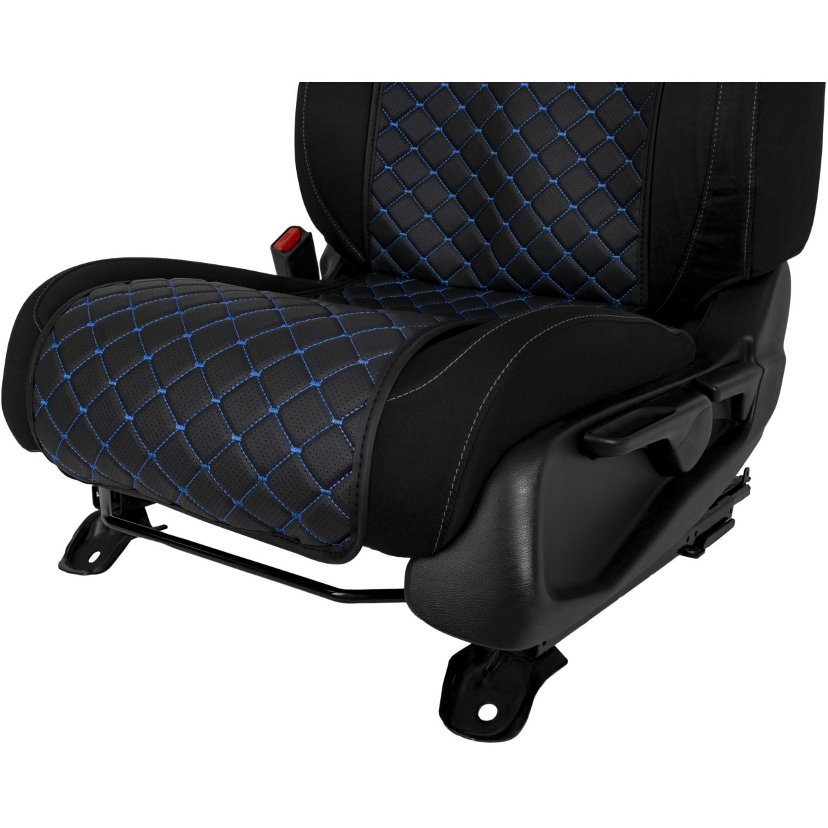 EVAtech ECO Basic Autositzbezüge, 2 Stk.- schwarz / schwarze Kanten / blaue Nähte EVAtech ECO Basic Autositzbezüge, 2 Stk.- schwarz / schwarze Kanten / blaue Nähte