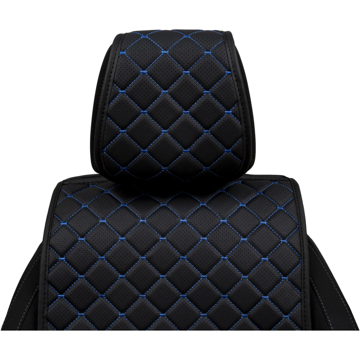 EVAtech ECO Basic Autositzbezüge, 2 Stk.- schwarz / schwarze Kanten / blaue Nähte EVAtech ECO Basic Autositzbezüge, 2 Stk.- schwarz / schwarze Kanten / blaue Nähte