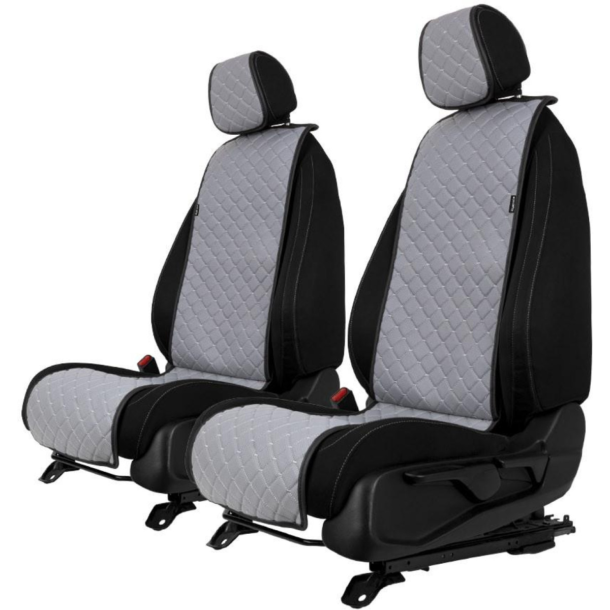 EVAtech ECO Basic Autositzbezüge, 2 Stk. - grau / schwarze Kanten / graue Nähte EVAtech ECO Basic Autositzbezüge, 2 Stk. - grau / schwarze Kanten / graue Nähte