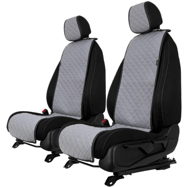 EVAtech ECO Basic Autositzbezüge, 2 Stk. - grau / schwarze Kanten / graue Nähte