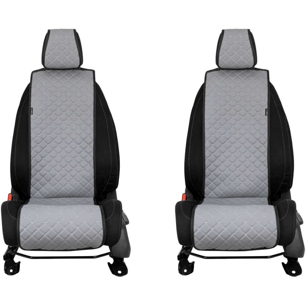 EVAtech ECO Basic Autositzbezüge, 2 Stk. - grau / schwarze Kanten / graue Nähte EVAtech ECO Basic Autositzbezüge, 2 Stk. - grau / schwarze Kanten / graue Nähte