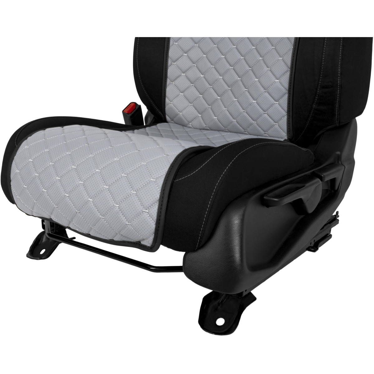 EVAtech ECO Basic Autositzbezüge, 2 Stk. - grau / schwarze Kanten / graue Nähte EVAtech ECO Basic Autositzbezüge, 2 Stk. - grau / schwarze Kanten / graue Nähte