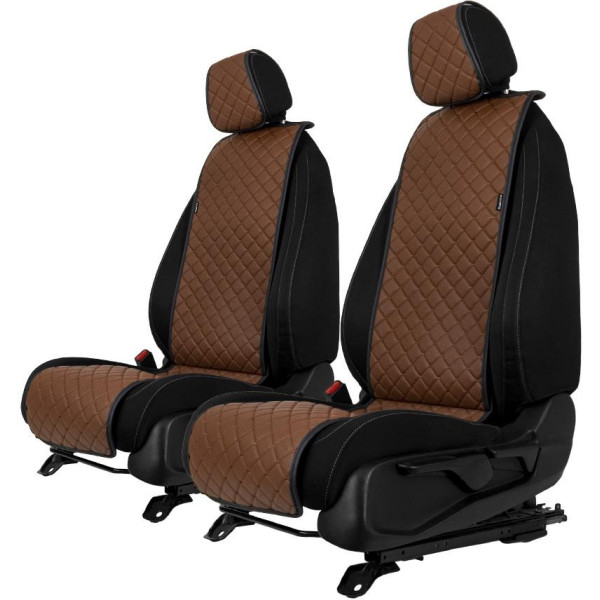 EVAtech ECO Basic Autositzbezüge, 2 Stk.- braun / schwarze Kanten / braune Nähte