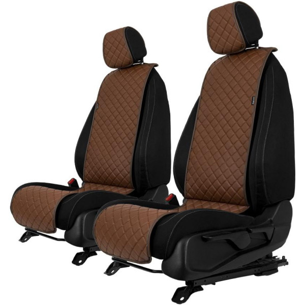 EVAtech ECO Basic Autositzbezüge, 2 Stk. - braun / braune Kanten / braune Nähte