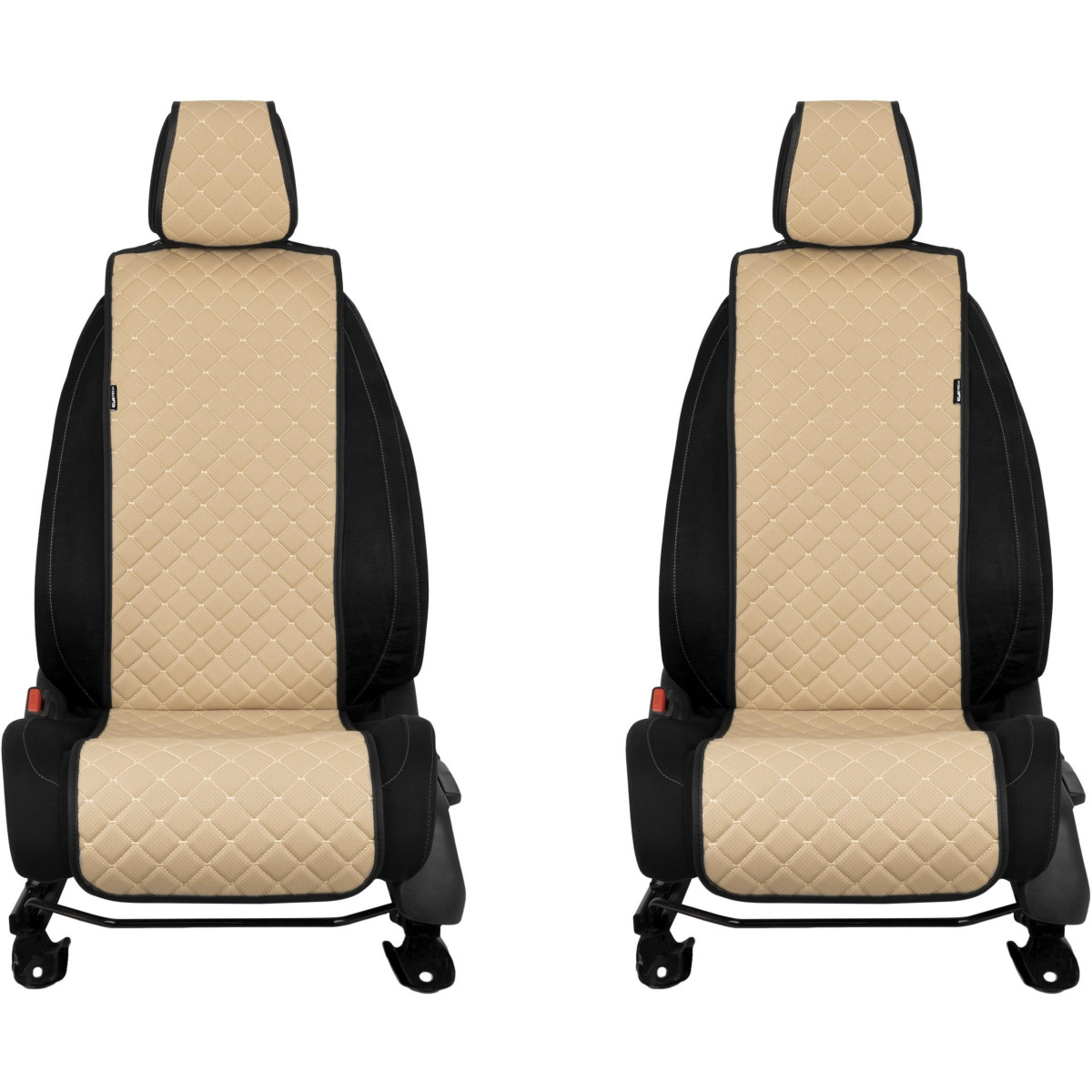 EVAtech ECO Basic Autositzbezüge, 2 Stk. - beige / schwarze Kanten / beigefarbene Nähte EVAtech ECO Basic Autositzbezüge, 2 Stk. - beige / schwarze Kanten / beigefarbene Nähte