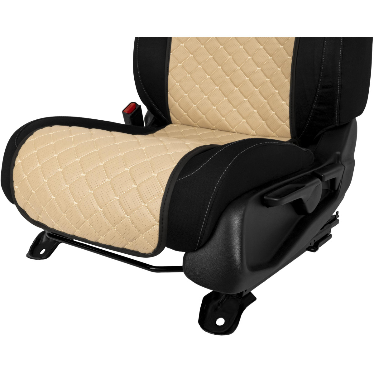 EVAtech ECO Basic Autositzbezüge, 2 Stk. - beige / schwarze Kanten / beigefarbene Nähte EVAtech ECO Basic Autositzbezüge, 2 Stk. - beige / schwarze Kanten / beigefarbene Nähte