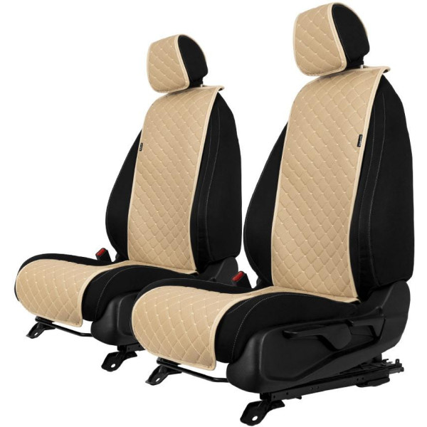 EVAtech ECO Basic Autositzbezüge, 2 Stk.  - beige / beigefarbene Kanten / beigefarbene Nähte