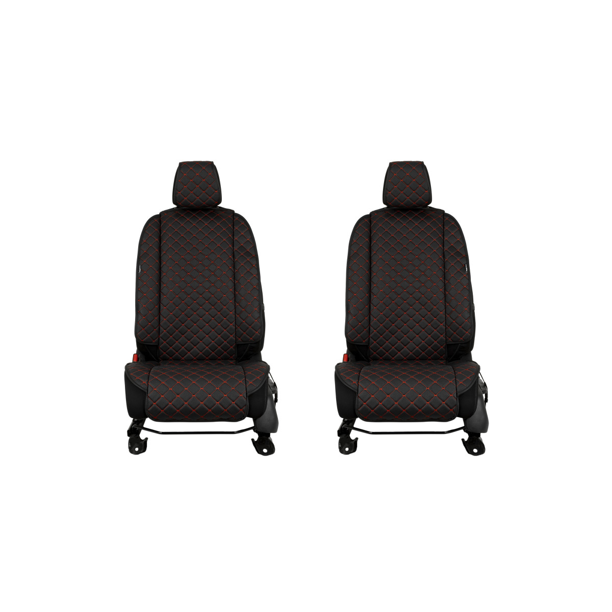 EVAtech ECO Max Autositzbezüge, 2 Stk. - schwarz / schwarze Kanten / rote Nähte