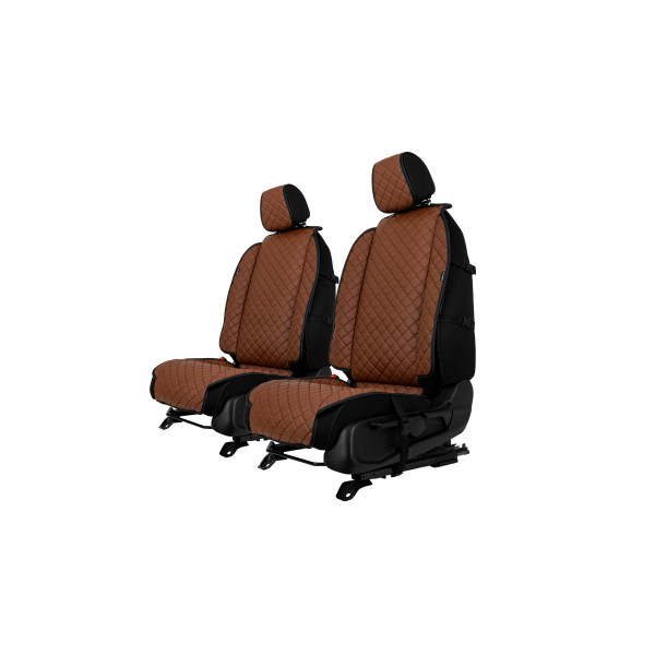 EVAtech ECO Max Autositzbezüge, 2 Stk. - braun / schwarze Kanten / braune Nähte